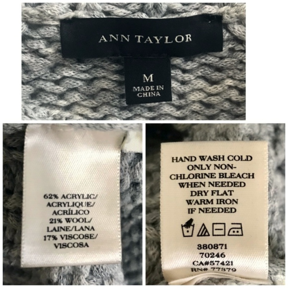 Ann Taylor chunky gray sweater, size M - Picture 3 of 6